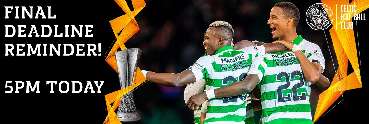 UEL three-Match Package Sth Deadline 5pm Today – Final Reminder!